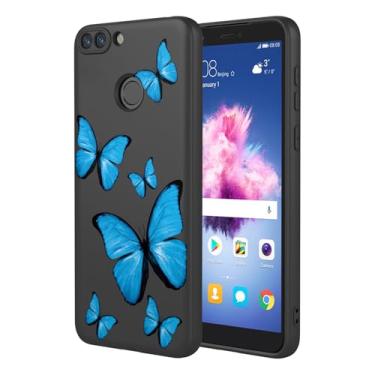 Imagem de KOARWVC Capa de telefone para Huawei P Smart Case, Honor 9 Lite capa fofa padrão borboleta design fino protetor macio TPU bumper capa de telefone para Huawei P Smart 2017 borboleta preta