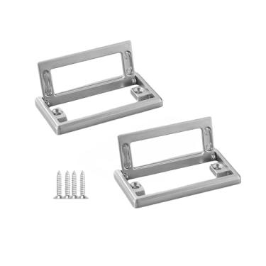 Imagem de YLXSS Puxador de liga de zinco de 4 cores, puxadores retangulares em concha, puxador quadrado para porta de armário com parafusos (prata, médio, distância do furo: 64 mm)