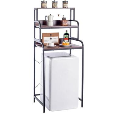 Imagem de TDLEAYYD Prateleira de mini geladeira de 3 níveis, prateleira de armazenamento de cozinha independente Rack de padeiro de cozinha suporte de micro-ondas com armazenamento para dormitório