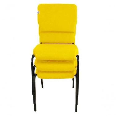 Imagem de 03 Cadeiras Empilhável Para Igrejas Evangélicas Linha Church Amarelo -