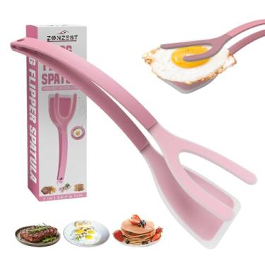 Imagem de Pinça de espátula de cozinha de silicone, resistente ao calor, sem BPA, panelas antiaderentes para ovos, peixes, panquecas, rosa