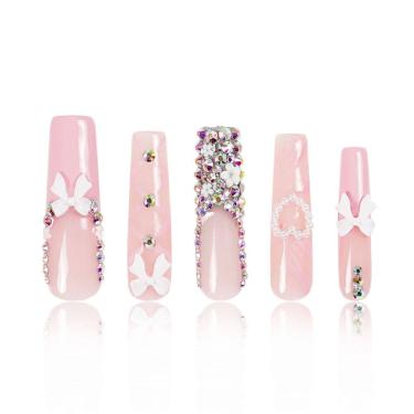Imagem de Pressione as unhas LOVFUL Vintage Shortcake com cristais de 4,3 cm
