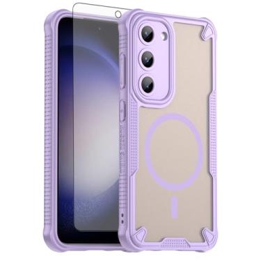 Imagem de Asuwish Capa de telefone para Samsung Galaxy S23 5G, compatível com Magsafe Magnetic, protetor de tela, capa protetora à prova de choque traseira fosca translúcida S 23 23S GS23 SM-S911U 6.1 mulheres