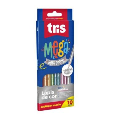 Imagem de Lápis de Cor Mega Soft Color c/ 10 Cores Metálicas - Tris