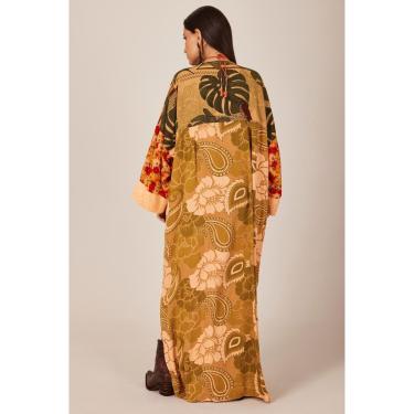 Imagem de Kimono Longo Laranja Patchwork Yacamim J9-Feminino