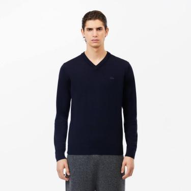 Imagem de Suéter Lacoste De Lã Merino De Gola Em V Monocromático Masculino-Masculino