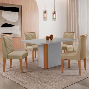 Imagem de Mesa de Jantar Isadora 120cm Tampo MDF Vidro com 4 Cadeiras Isadora - 