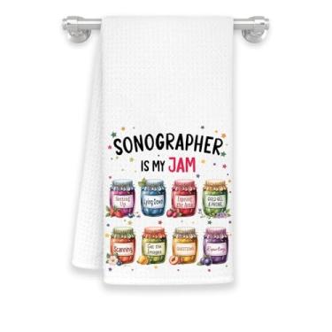 Imagem de Toalha de cozinha Sonographer is My Jam! - Presentes para técnicos de imagens médicas e paramédicos - Tema de ultrassom para presente - Toalhas macias e absorventes para o dia das mães, férias