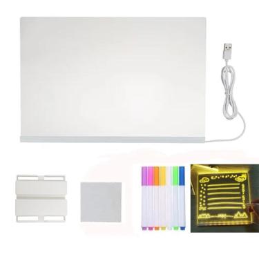 Imagem de Lousa Luminaria LED Quadro Anotaçao Caneta Desenho Recado Escrita Mesa Trabalho Escritorio Sala Quarto Casa Decoraçao