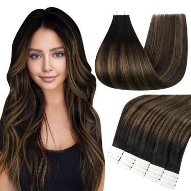 Imagem de Fita adesiva Full Shine para extensões de cabelo de 40 cm, cabelo humano, 50 g, 20 unidades