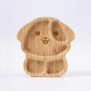 Imagem de Prato infantil de bambu com ventosa de silicone caozinho petit pia