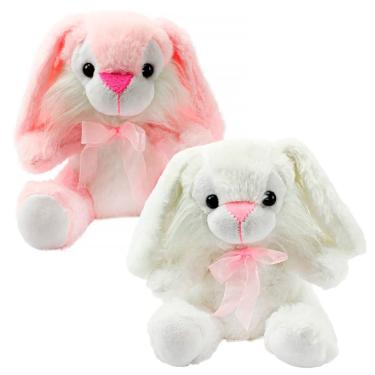 Imagem de Pelúcia de Coelho com Lacinho Orelhudo Cor diversa Rosa ou Branco R3283 - BBR Toys