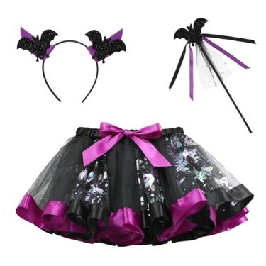 Imagem de Happy Cherry Conjunto de saia tutu de bruxa para meninas com faixa de cabelo e varinha, 3 peças, roupas de Halloween 3-8 anos, Roxo 3, 4-6 Anos