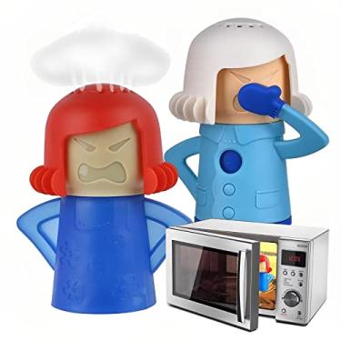 Imagem de 2 peças de limpador de micro-ondas Angry Mama Chilly Mama Fridge Freezer Freshener Forno de Micro-ondas Mom Limpador a Vapor e Cool Mama Absorvedor de Odor para Forno de Microondas, Limpeza a Vapor e
