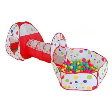 Imagem de Barraca Infantil 3x1 Com Tunel E Cesta De Basquete Piscina De Bolinhas Infantil Casinha De Brinquedo Infantil(vemelho)
