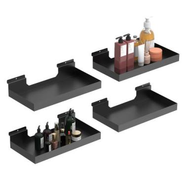 Imagem de Prateleiras Slatwall MQKIWAO 4 peças 33x15 cm Metal Black