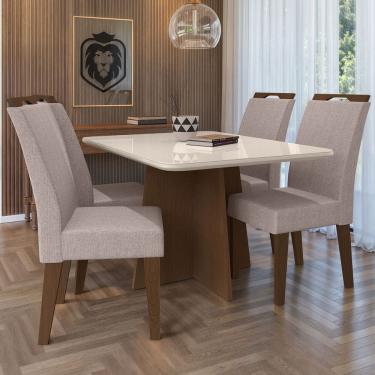 Imagem de Mesa de Jantar 4 Lugares Evora com Vidro Freijo/Bege - Art Panta