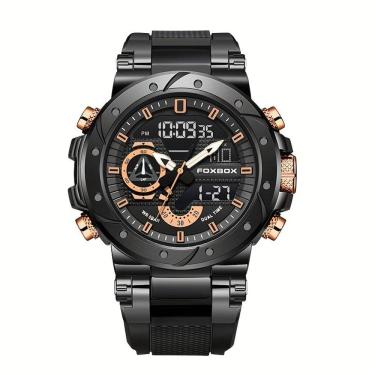Imagem de Relógio de Quartzo Masculino com Visor Luminoso Pulseira de Silicone Casual