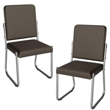 Imagem de Kit 2 Cadeiras Cromada Sala Jantar 2C139CR Corino Marrom Kappesberg Marrom