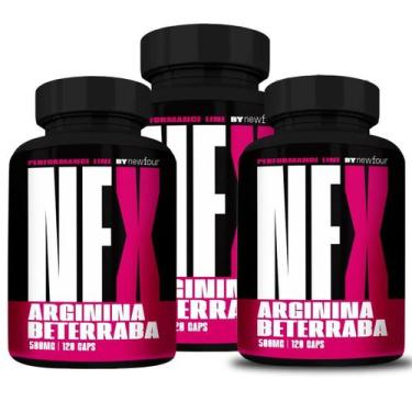Imagem de L-Arginina + Beterraba Kit Com 3 Potes Total De 360 Capsulas - New Fou