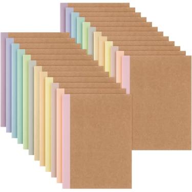 Imagem de Harloon Caderno de composição A5 Cadernos de 20 x 14,6 cm Cadernos Kraft pautados na faculdade com espinhos arco-íris Livro de composição pequeno forrado para escritório e casa (cor candy, 24 peças)