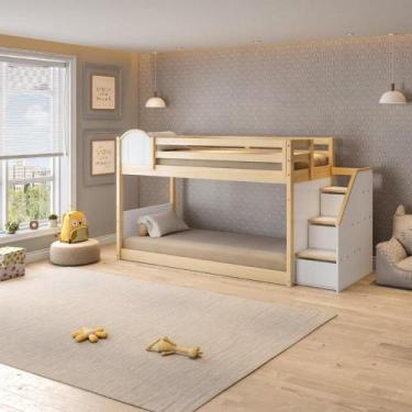 Imagem de Beliche Infantil Montessoriana com Escada Lateral com Led New Garden C