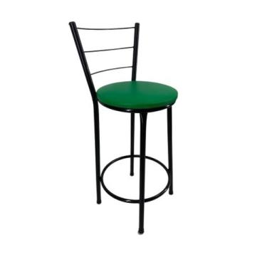 Imagem de Banqueta Banco Média Preta Encosto Bar Balcão Cozinha Bistrô - FortMix