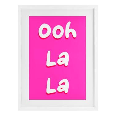 Imagem de Stupell Industries Ooh La La Impressão emoldurada rosa e branco brilhante design sob vidro por Pooja Dave, 20 x 14