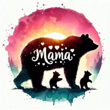 Imagem de Adesivo de vinil à prova d'água Mama Bear com pôr do sol decalque carro laptop parede janela para-choque adesivo 12,7 cm