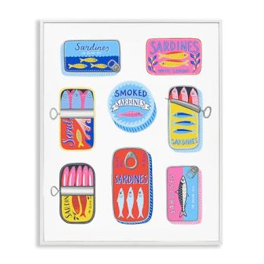 Imagem de Stupell Industries Latas de sardinha brilhante e pastel com design de arte giclée emoldurado por Bex Morley Design, 76 x 61 cm