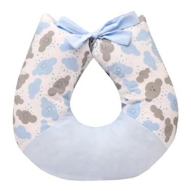Imagem de Almofada Apoio de Amamentar Estampado Mamãe Bebê (Nuvem Azul)