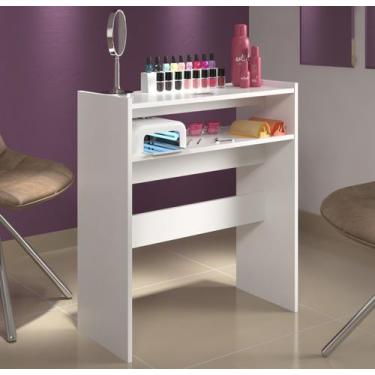 Imagem de Mesa p/ Manicure c/ Prateleira Porta Esmaltes Multiuso Branco - ClickF