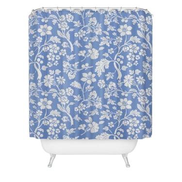 Imagem de Society6 Cortina de chuveiro – Decoração de banheiro da Showmemars – Cortinas de chuveiro de tecido extralongas para banheiro, 180 cm x 188 cm, flores de chita estilo vintage