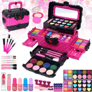 Imagem de Kit de maquiagem Mrabbitoo para meninas de 3 a 10 anos com 57 peças e 