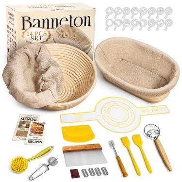 Imagem de Conjunto de cestos à prova de pão Banneton BAVIFY 9 redondos e 10 ovai