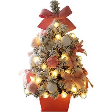 Imagem de Árvore de Natal, árvore de Natal, laço rosa, pequena árvore de Natal para janela, decoração de mesa, quarto, inverno