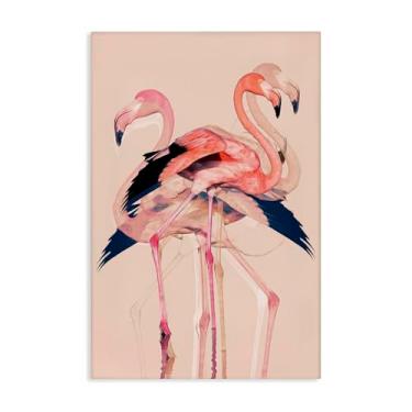 Imagem de Stupell Industries Design de arte de parede em tela de flamingos rosa sobrepostos por 1x, 76 x 50 cm