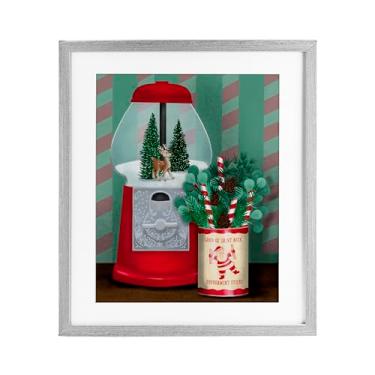 Imagem de Stupell Industries Impressão emoldurada cinza vintage Christmas Gumball Machine Under Glass por Jilly Jack Designs, 40 x 33