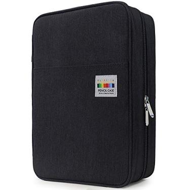 Imagem de Estojo de lápis colorido YOUSHARES 304 compartimentos organizador de caneta com bolso e zíper, suporte multicamadas para lápis coloridos Prismacolor e caneta de gel (preto)