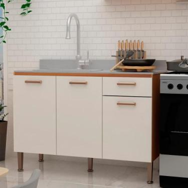 Imagem de Balcão de Cozinha Genialflex Essência Sem Tampo Freijó Bco