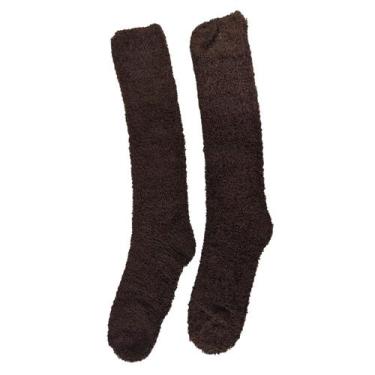 Imagem de Meia Pelúcia Masculino 3/4 Cano Alto Longa Inverno Adulto Grande Lisa 