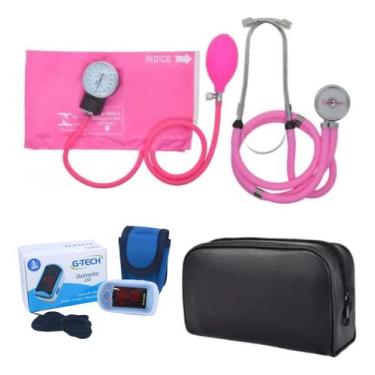 Imagem de Kit Oximetro + Estetoscopio + Esfigmomanometro  Premium - G-Tech, rosa