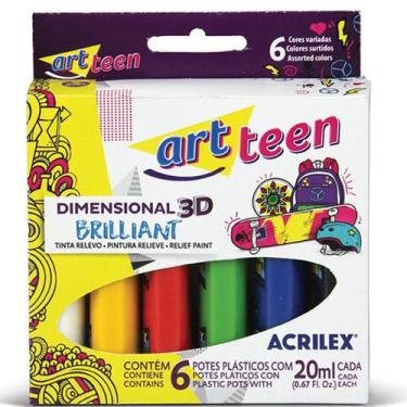 Imagem de Tinta Dimensional Relevo Brilhante Efeito 3D 6 cores Acrilex Artesanat