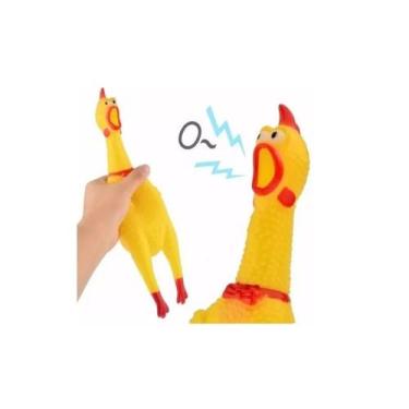 Imagem de Frango Para Pet Cães Gatos 30cm Borracha Brinquedo Sonoro - Wellmix