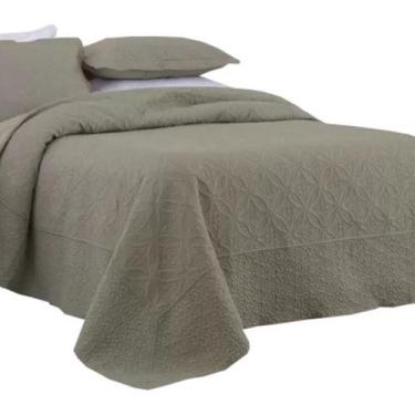 Imagem de Cobre Leito King Liso Colcha Dupla Face Luxo Rozac 3 Pçs, Verde Erva D