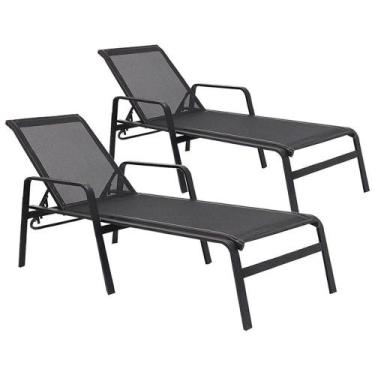 Imagem de Kit 2 Espreguiçadeiras Lótus Premium Preto - Nossa Kasa