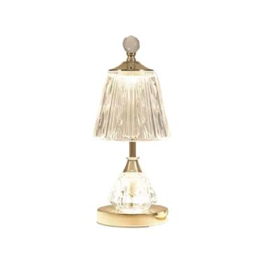 Imagem de Luminárias de cabeceira Candeeiro de mesa cristal 3 cores led candeeiro botão duplo diamante quarto sala estar hotel bar Luminárias de mesa(Styl2)