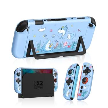 Imagem de Gurgita Dockable Case for Nintendo Switch 2 - Cute Cool Cartoon Design Soft TPU Grip Cover for Joy-Con Blue Shark PC for Switch 2 Protective Case 2025 for Boys Teens Girls