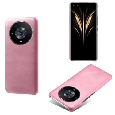 Imagem de Capa para Honor Magic 4 Ultimate,Proteção contra quedas,Casca de volta de cor sólida simples,Design de couro de imitação de plástico-Pink
