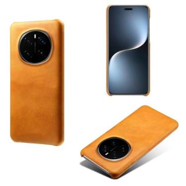 Imagem de Capa para Honor Magic7 PRO,Proteção contra quedas,Casca de volta de cor sólida simples,Design de couro de imitação de plástico-Orange